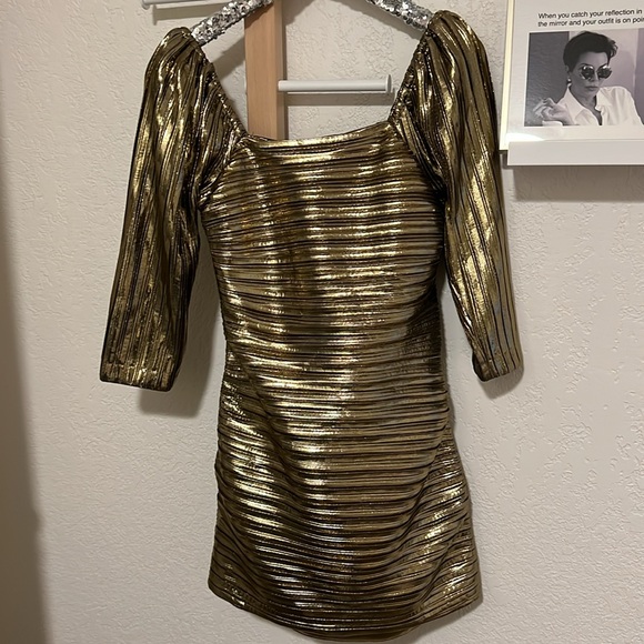 LoveShackFancy Thompson Dress Gold size 10 - Picture 6 of 9